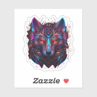 Radiant Futuristic Vivid Wolf Neon Sticker