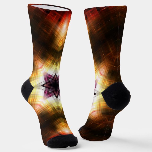 Radiant Geometric Starburst with Abstract Light Socks (Angled)