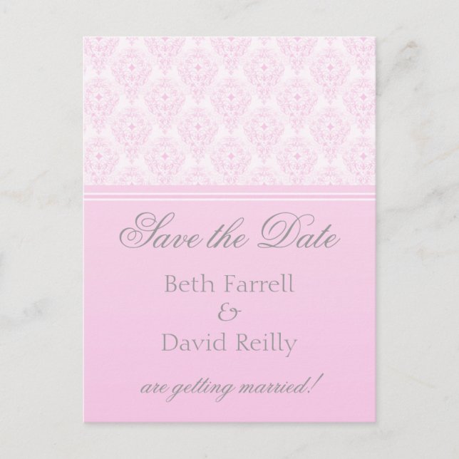 Radiant Glam Damask Save the Date Postcard (Front)
