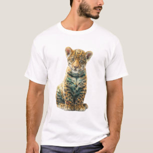 Radiant Glimmer Jaguar Cub Digital Portrait Art T-Shirt