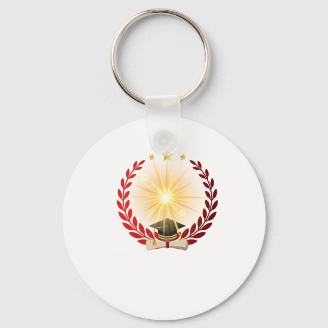 Radiant Glory Inside a Graduation Wreath Key Ring (Front)