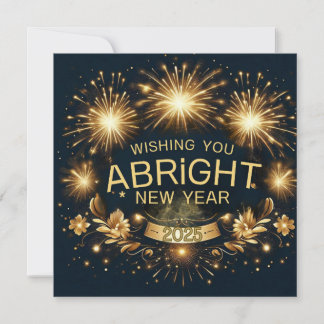 Radiant Gold New Year Wishes 2025 Holiday Card