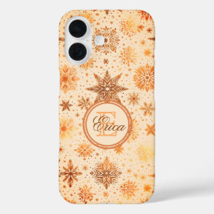 Radiant Golden Snowflake Elegance iPhone 16 Case