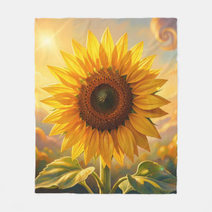 Radiant Golden Sunflower Sunset Fleece Blanket