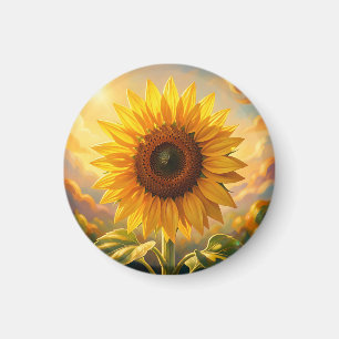 Radiant Golden Sunflower Sunset Magnet