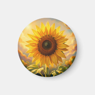 Radiant Golden Sunflower Sunset Magnet