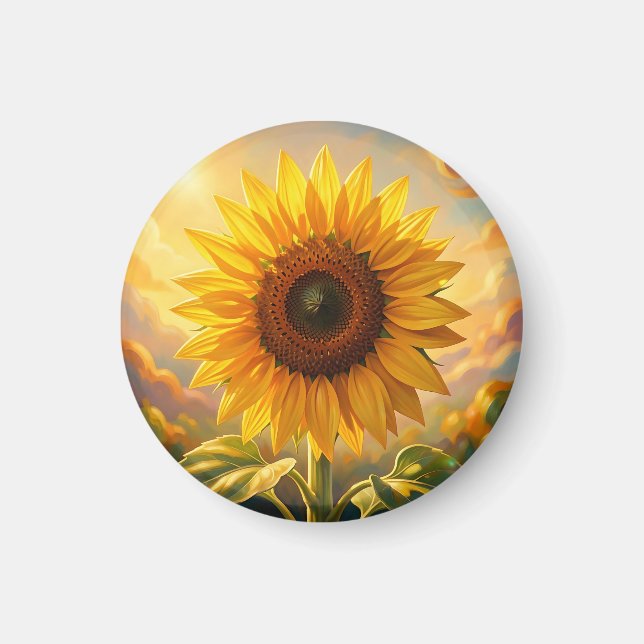 Radiant Golden Sunflower Sunset Magnet (Front)