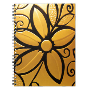 Radiant Golden Yellow Floral Design Notebook