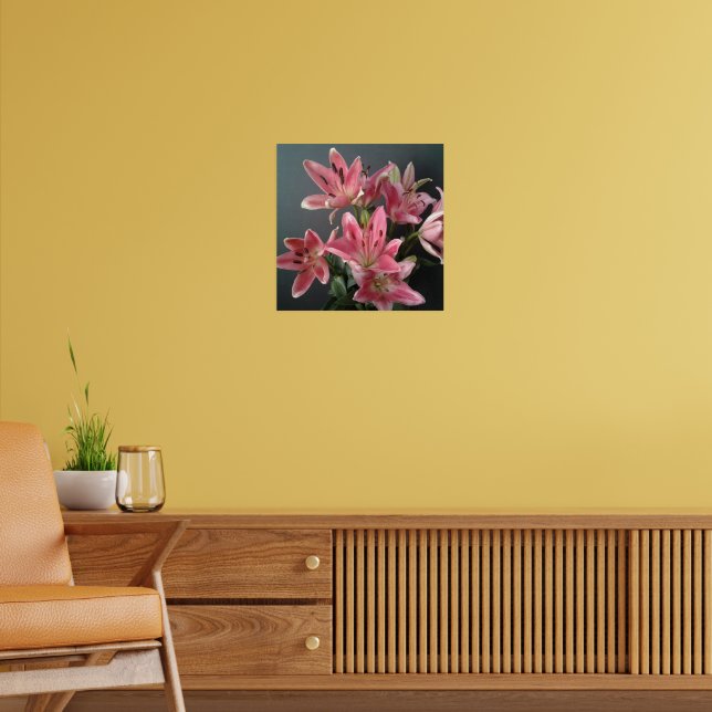 Radiant Grace:  Pink Lilies in Bloom Poster (Living Room 2)