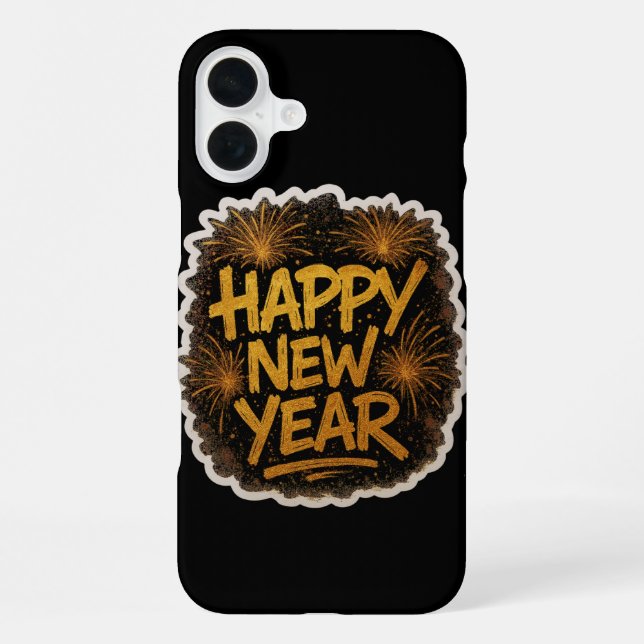 Radiant Graffiti-Style Happy New Year Explosion wi iPhone Case (Back)