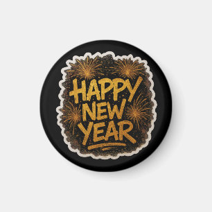 Radiant Graffiti-Style Happy New Year Explosion wi Magnet
