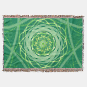 Radiant Green Spirograph Mandala Throw Blanket