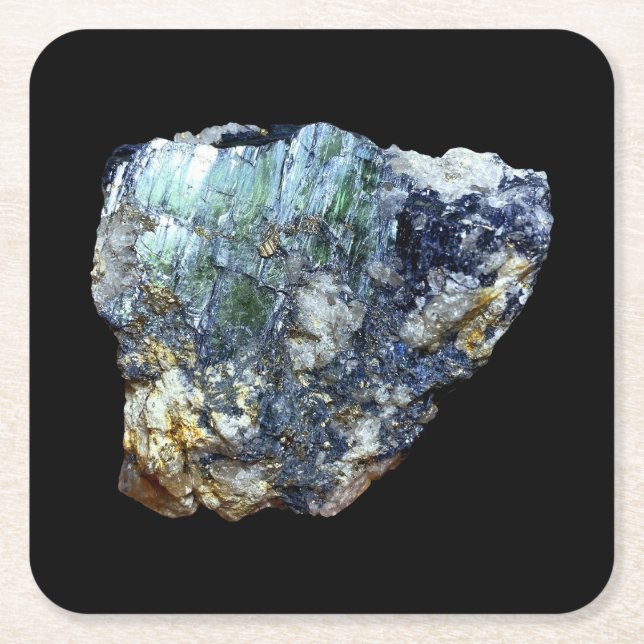 Radiant Green Vivianite Crystal Focus Renewal Art Square Paper Coaster (Front)