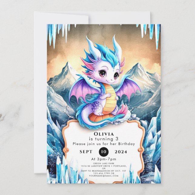 Radiant Happy Dragon Birthday Invitation (Front)