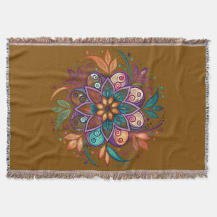 “Radiant Harmony Mandala" Throw Blanket