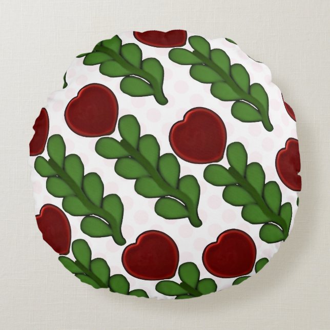  Radiant Heart Flower Botanical  Round Cushion (Front)