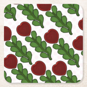Radiant Heart Flower Botanical Square Paper Coaster