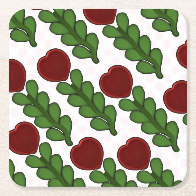  Radiant Heart Flower Botanical  Square Paper Coaster (Front)