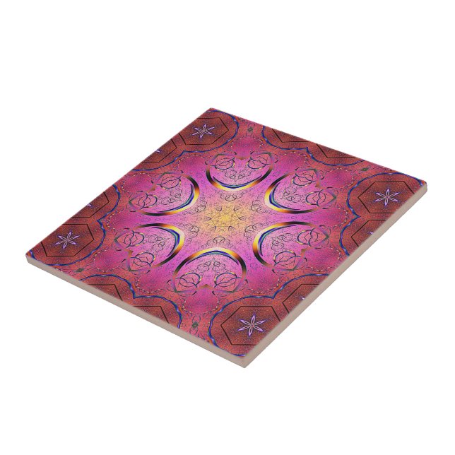Radiant Heart Kaleidoscope  Ceramic Tile (Side)
