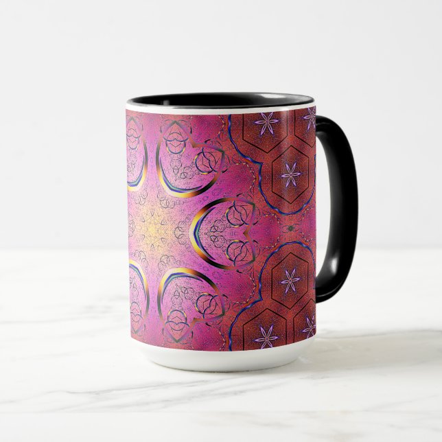 Radiant Heart Kaleidoscope  Mug (Front Right)
