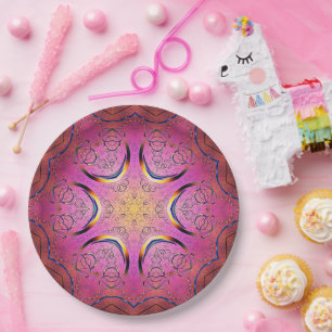 Radiant Heart Kaleidoscope Paper Plate