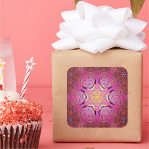 Radiant Heart Kaleidoscope Square Sticker