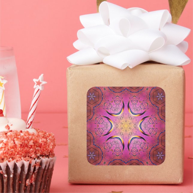 Radiant Heart Kaleidoscope Square Sticker (Party)