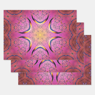 Radiant Heart Kaleidoscope Wrapping Paper Sheet