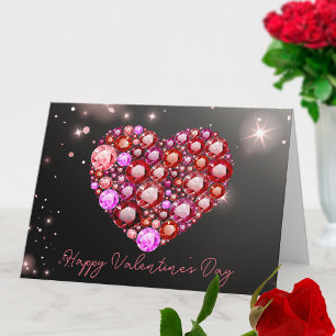 Radiant Heart of Sparkling Gems Valentine's Day Card