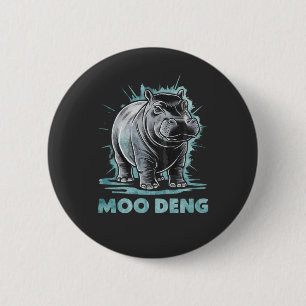Radiant Hippo Moo Deng 6 Cm Round Badge