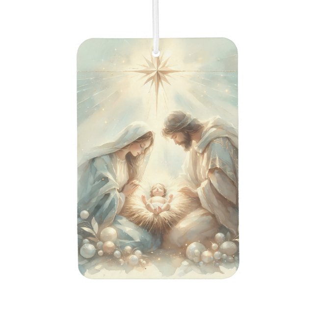 Radiant Holy Family Nativity Scene Car Air Freshener (Front)