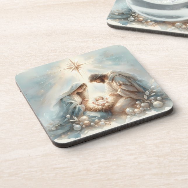 Radiant Holy Family Nativity Scene Coaster (Left Side)