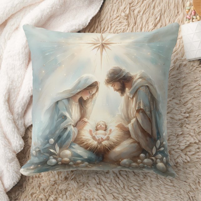Radiant Holy Family Nativity Scene Cushion (Blanket)