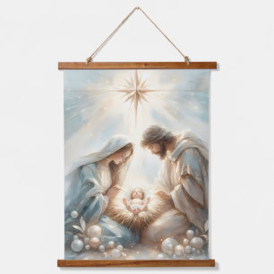 Radiant Holy Family Nativity Scene Hanging Tapestry