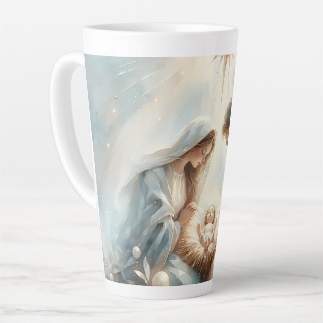 Radiant Holy Family Nativity Scene Latte Mug (Left Angle)