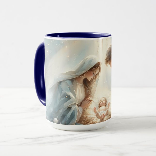 Radiant Holy Family Nativity Scene Mug (Front Left)