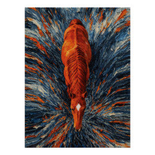 Radiant Horse Top View Vibrant Impasto Abstract Poster