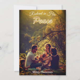 Radiant in His Peace Religious Elegant One Photo Holiday Card