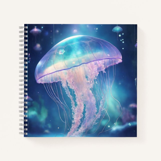 Radiant Jellyfish Glow Neon Fluorescent  Notebook (Front)