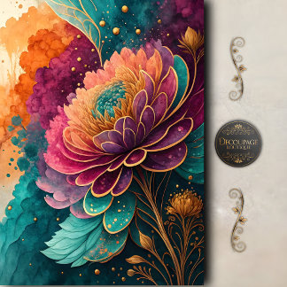 Radiant Jewel Tone Floral Decoupage Tissue Paper