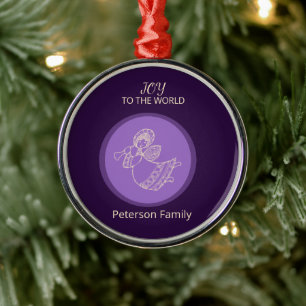 Radiant Lavender Angel of Joy Family Circle Glow Metal Ornament