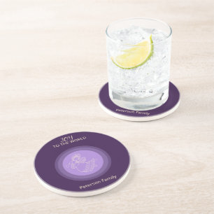 Radiant Lavender Angel of Joy Family Sandstone Glo Coaster
