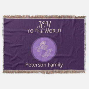 Radiant Lavender Angel of Joy Family Throw Glow Blanket