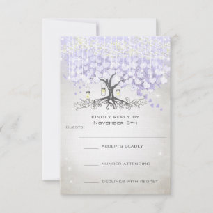 Radiant Lavender Heart Leaf Wedding RSVP