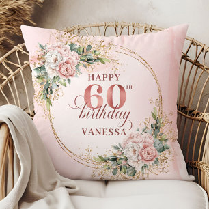 Radiant Light Pink Shimmering Design 60th birthday Cushion