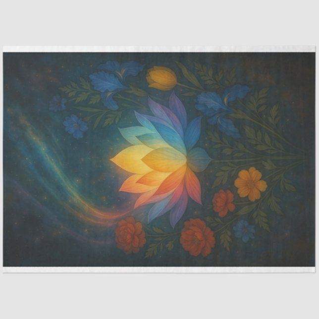 Radiant Lotus in Cosmic Glow Decoupage Paper LGBTQ (Front)