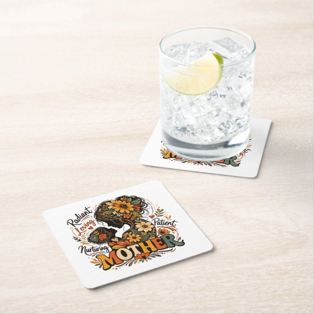 Radiant Loving Nurturing Mother day Square Paper Coaster (Insitu)