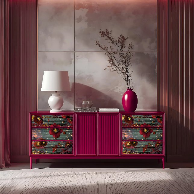 Radiant Majesty Golden Ember Red Blossom Decoupage Tissue Paper (Creator Uploaded)