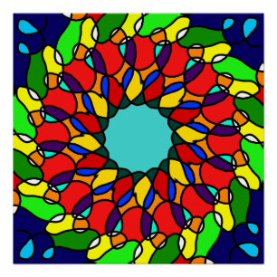 Radiant Mandala Art: Glossy, Colorful Wall Poster