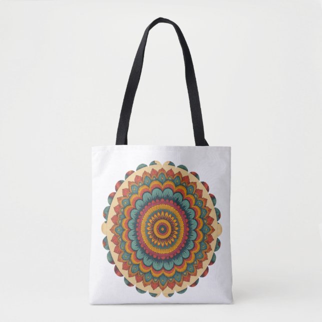 Radiant Mandala Boho Tote Bag (Front)